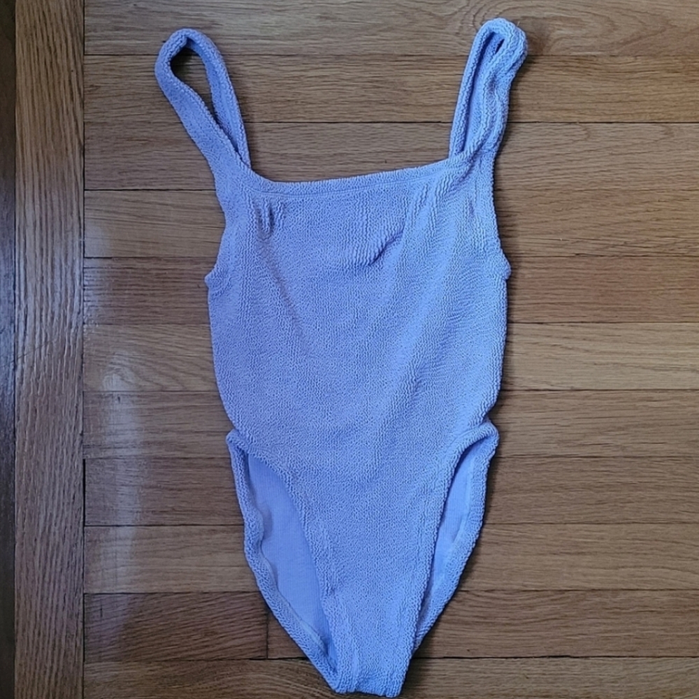 Hunza G Lilac Ribbed Tank One-Piece Swimsuit - Picture 4 of 9